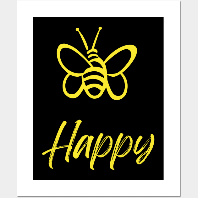 Bee Happy-3 Wall Art by TeeTrafik